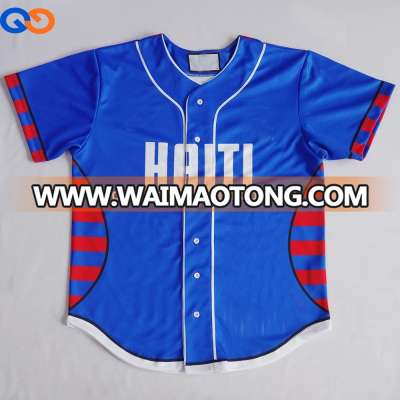 2019 new fashion sublimated button down custom pattern baseball jersey unisex